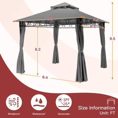 FDW Outdoor UV Protection Gazebo Tent 9.9 Ft. x 9.9 Ft. Metal Patio